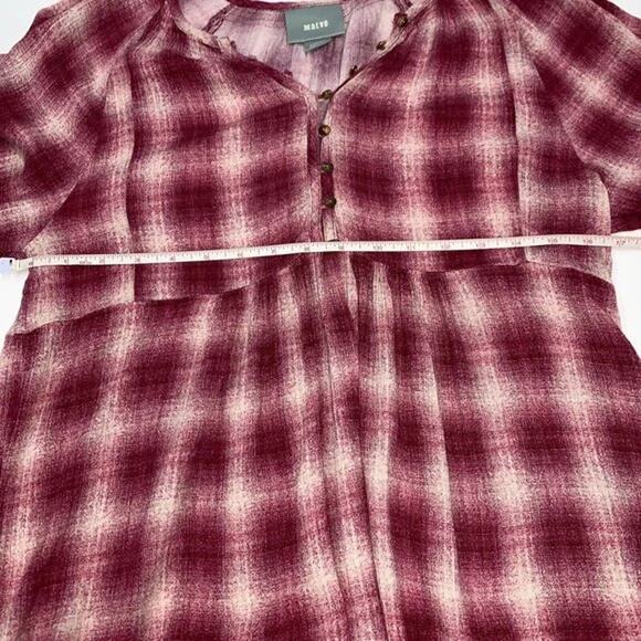 Anthropologie Maeve Cavalon Plaid 3/4 Sleeve Loose Fit Babydoll Top Sz XS - Picture 7 of 10